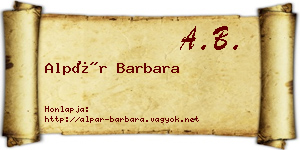 Alpár Barbara névjegykártya