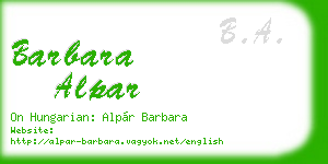 barbara alpar business card
